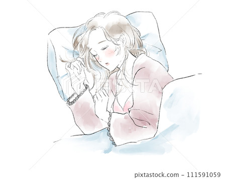 Illustration of a woman sleeping comfortably 111591059