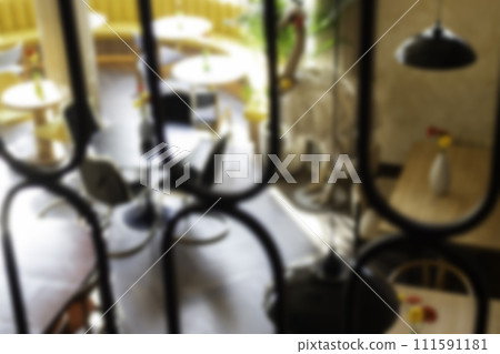 Retro romantic cafe and restaurant decoration blur background 111591181
