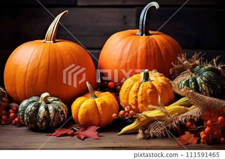 AI-generated content. Thanksgiving with Pumpkins 111591465