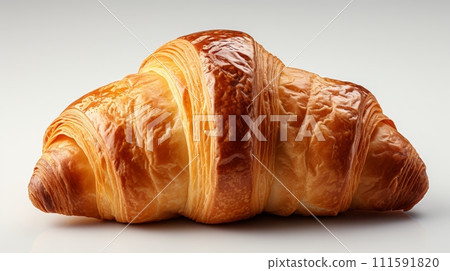 AI-generated content. A white background shows a plain croissant. 111591820