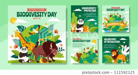 Biodiversity Day Social Media Post Flat Cartoon Hand Drawn Templates Background Illustration 111592125