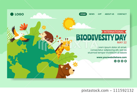 Biodiversity Day Social Media Landing Page Cartoon Hand Drawn Templates Background Illustration 111592132