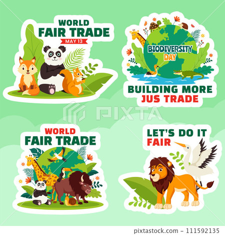Biodiversity Day Label Flat Cartoon Hand Drawn Templates Background Illustration 111592135