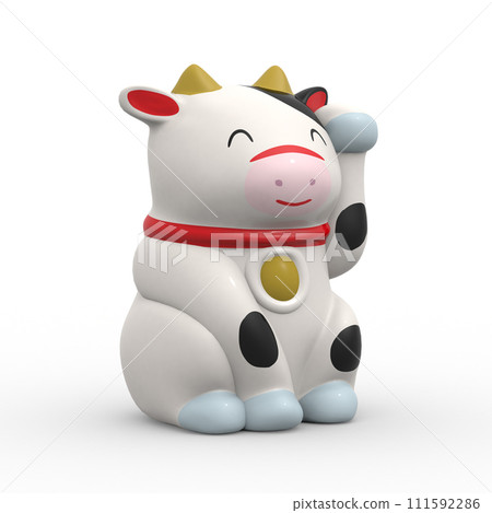 3D illustration of a beckoning cow 111592286