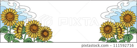 Summer banner sunflower frame background illustration material 111592716