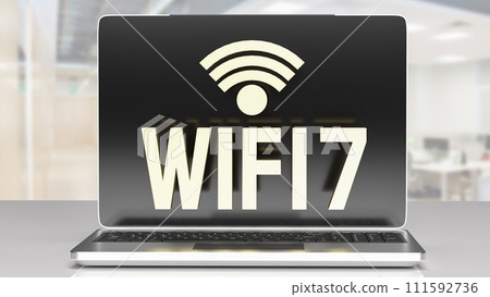 The wi fi 7 text for technology concept 3d rendering. 111592736
