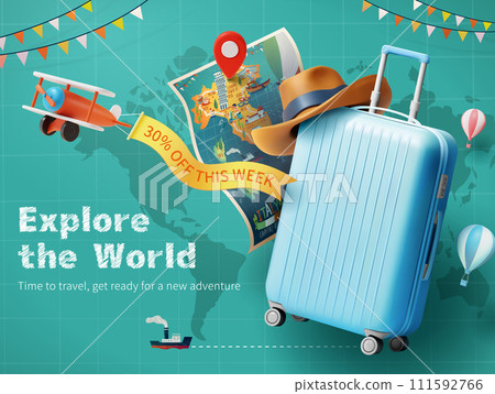 3D travel ad banner 3D travel ad banner 111592766