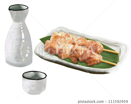 烤雞肉串（鹽）配Choshi和choko 111592959