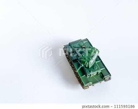 World war 2 tank model toy isolated on white background 111593186