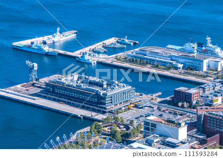 Yokohama cityscape in Japan, overlooking Yokohama Hammerhead, Yokohama Maritime Disaster Prevention Base, etc. Yokohama cityscape in Japan, overlooking Yokohama Hammerhead, Yokohama Maritime Disaster Prevention Base, etc. 111593284
