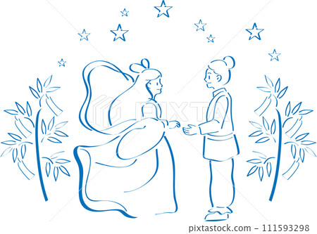Tanabata Orihime and Hikoboshi Hand-drawn Summer Fashionable Line Drawing Illustration Material Tanabata Orihime and Hikoboshi Hand-drawn Summer Fashionable Line Drawing Illustration Material 111593298
