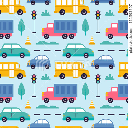 Toys Seamless Pattern Design with Boys and Girls Children Toy Equipment in Cartoon Flat Illustration 111593307