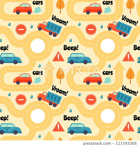 Toys Seamless Pattern Design with Boys and Girls Children Toy Equipment in Cartoon Flat Illustration 111593308