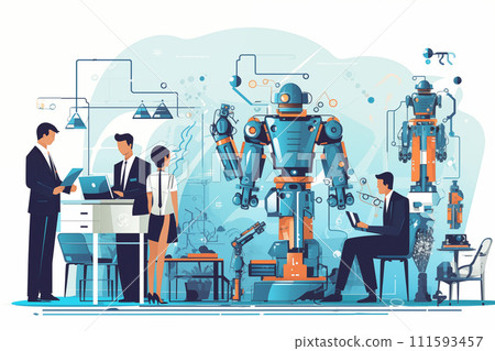 與人工智慧/機器人一起工作的辦公室 111593457
