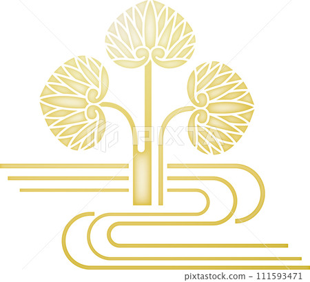 Family crest: standing hollyhocks and water [gold] 111593471