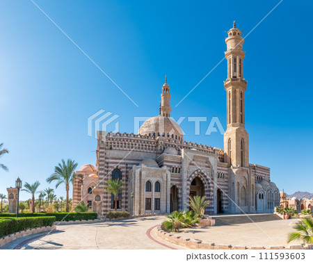 Beautiful Al Mustafa Mosque in Old Town of Sharm El Sheikh in Egypt, at sunset Beautiful Al Mustafa Mosque in Old Town of Sharm El Sheikh in Egypt, at sunset 111593603