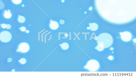 Christmas festive bright New Year background from white glowing winter beautiful falling flying patterns of Christmas tree toys balls on a blue background 111594452
