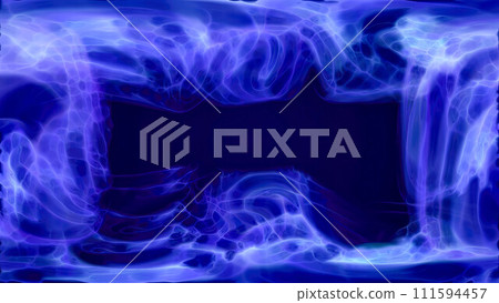 Blue purple energy magic frame made of futuristic waves and lines of liquid plasma smoke particles. Abstract background 111594457