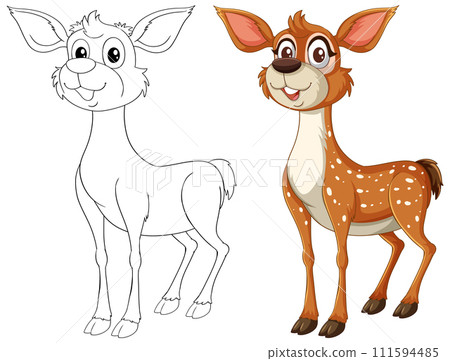 Cheerful Fawn Before and After Coloring Cheerful Fawn Before and After Coloring 111594485