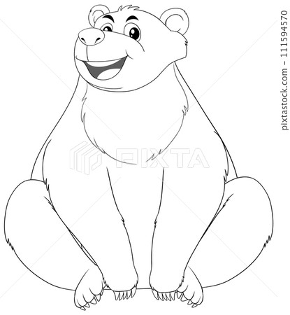 Cheerful Bear Sitting Vector Illustration 111594570
