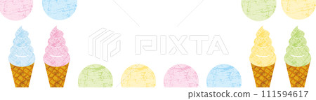 Colorful soft-serve ice cream frame (grunge processing)_horizontal/wide 111594617