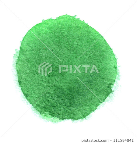 Green circle painted watercolor on paper. Watercolour round shape isolated on white background Green circle painted watercolor on paper. Watercolour round shape isolated on white background 111594841