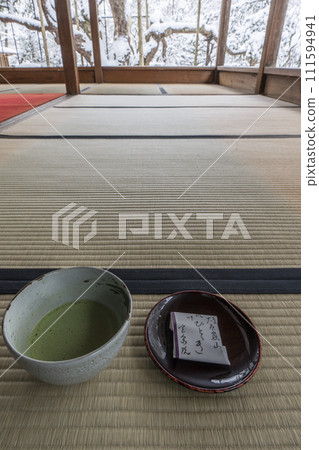 Hosenin, Ohara, Kyoto Enjoy matcha while looking at the snowy Bankanen garden Hosenin, Ohara, Kyoto Enjoy matcha while looking at the snowy Bankanen garden 111594941