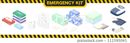 防災用品等距插圖集 防災用品等距插圖集 111595041