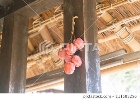 屋簷下曬的柿子 111595256