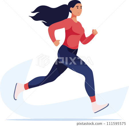 Vector images of a beautiful slender girl in a sports uniform is engaged in fitness, sports, trains isolated on a white background. woman runs. morning run. jogging. Vector images of a beautiful slender girl in a sports uniform is engaged in fitness, sports, trains isolated on a white background. woman runs. morning run. jogging. 111595575
