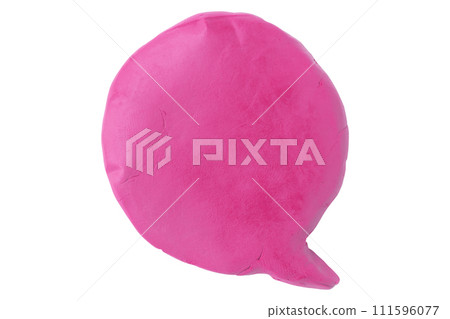 Pink speech bubble plasticine isolated on white background 111596077