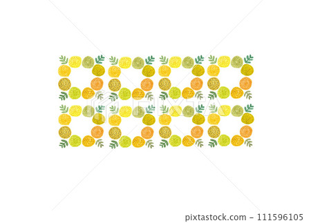 8 個現代金合歡含羞草花圈的插圖，塗上透明水彩畫 111596105