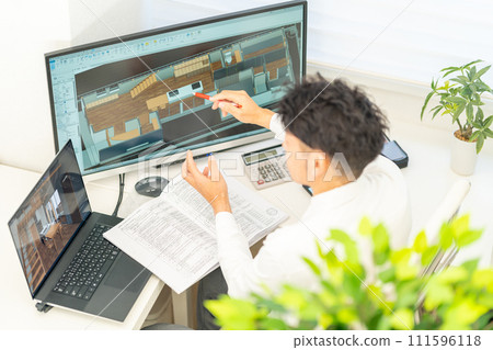 3D CAD 3D 3DCG architectural design house interior 1 person 111596118