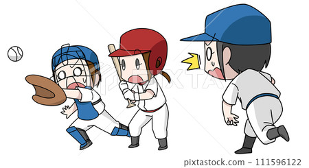 棒球野球場插畫/女孩 棒球野球場插畫/女孩 111596122