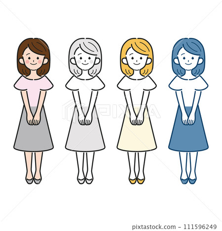 簡單可愛的全身向量插畫職業婦女、OL、辦公室休閒 111596249
