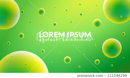 Realistic bubbly fluid vector illustration with green yellow gradient ambient color 111596299