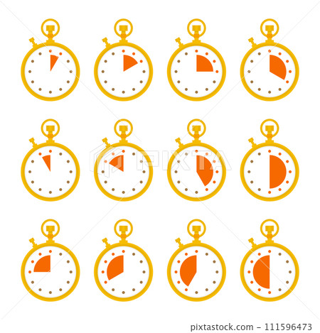 插畫素材：金色秒錶圖示集（無數字） 111596473