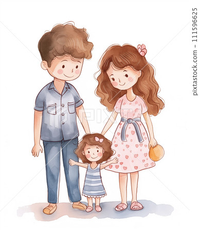 Family image watercolor painting 111596625