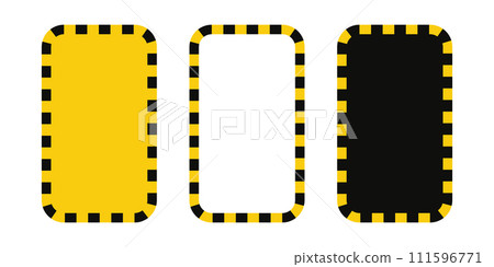 Warning rectangle frame with yellow and black tape. Barricade lines. Rectangle warn frame with text space set. Yellow and black caution tape border. Vector illustration on white background Warning rectangle frame with yellow and black tape. Barricade lines. Rectangle warn frame with text space set. Yellow and black caution tape border. Vector illustration on white background 111596771