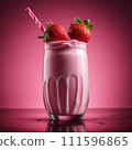 delicious strawberry milkshake with a straw delicious strawberry milkshake with a straw 111596865