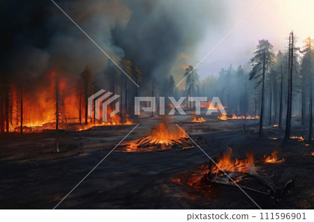 森林大火冒出黑煙 森林大火冒出黑煙 111596901