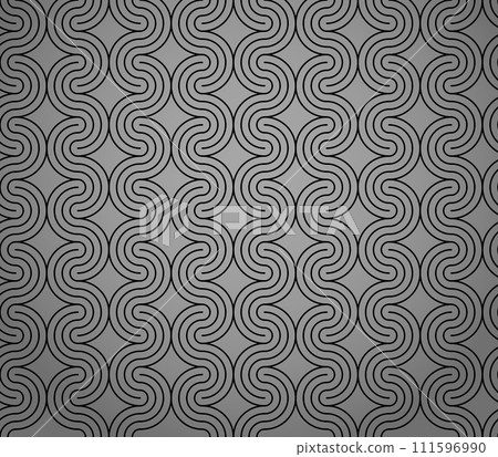 The geometric pattern with wavy lines. Seamless vector background. Black and gray texture. Simple lattice graphic design 111596990