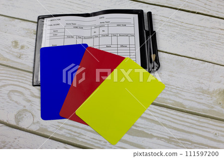 Three soccer player cards with notebook Three soccer player cards with notebook 111597200
