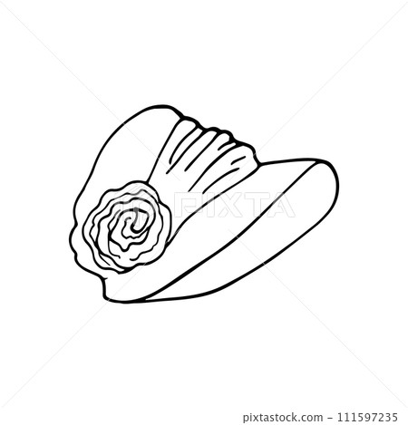 Old-style Cloche woman hat with flower. Hand-drawn vector sketch illustration in doodle style. 1930s fashion. Warm headwear accessory 111597235