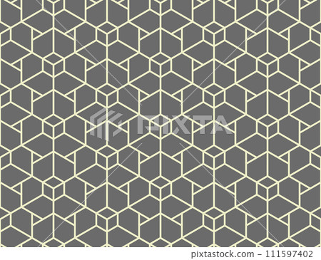 The geometric pattern with lines. Seamless vector background. Gray and beige texture. Graphic modern pattern. Simple lattice graphic design 111597402