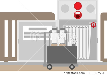 Image material of inspecting hoses of fire extinguishing equipment Image material of inspecting hoses of fire extinguishing equipment 111597531
