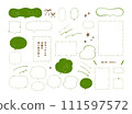 堅固的虛線框、氣泡、箭頭和手繪裝飾材料 111597572