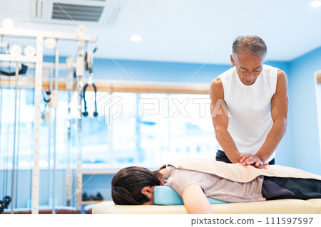 Sports massage gym stretching Sports massage gym stretching 111597597