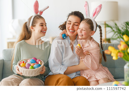 Family celebrating Easter 111597742