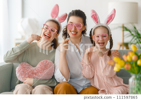Family celebrating Easter 111597865